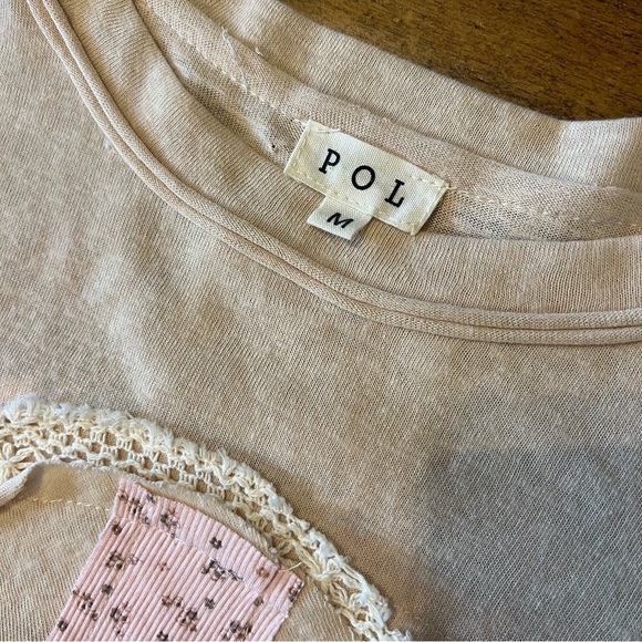 POL Oversized Peace Knit Crochet Top Pink Size Medium NWOT - Picture 4 of 7